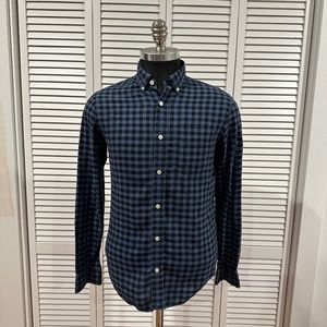 CLUB MONACO - Men's Slim Fit Blue & Black Plaid Button Down.- XS